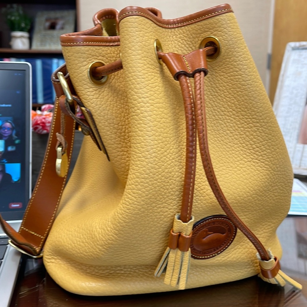 Vintage Dooney & Bourke Palomino Yellow Drawstring Bag